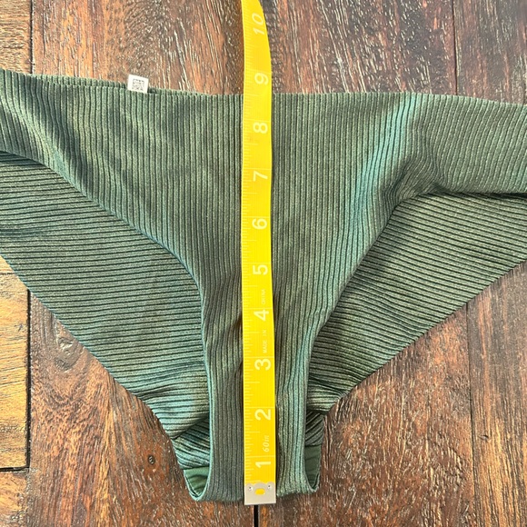 Aerie Olive Green Shine Ribbed Bikini- Triangle Top and Cheeky Bottoms - Picture 9 of 14